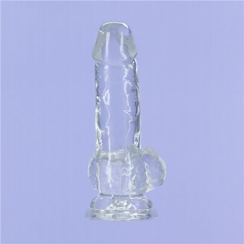 Addiction Crystal Dildo W Balls 6In Clear