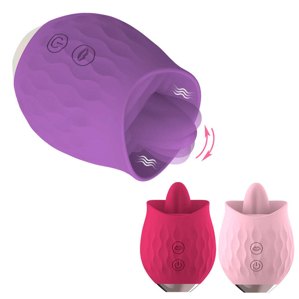 Pink Sensual Rosebud Flickering Tongue Vibrator - 10 Speed Clitoral & G-Spot Stimulator, USB Magnetic Charging