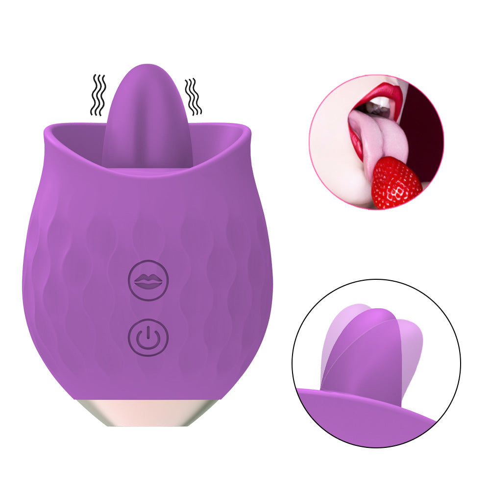 Pink Sensual Rosebud Flickering Tongue Vibrator - 10 Speed Clitoral & G-Spot Stimulator, USB Magnetic Charging